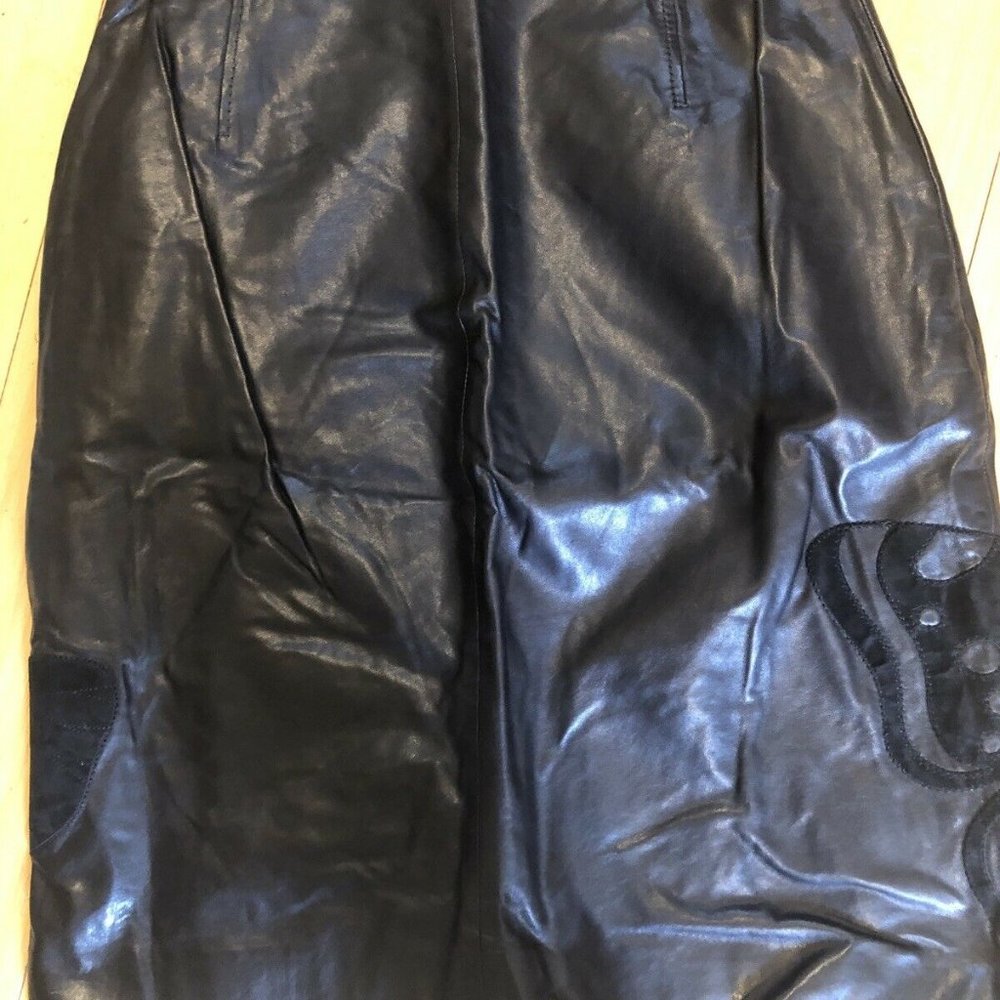 Escada Black Leather Skirt